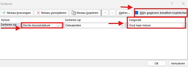eerste bezoek datumm